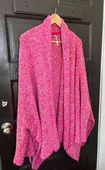 Bright Pink Cozy  Oversized Sweater Cardigan