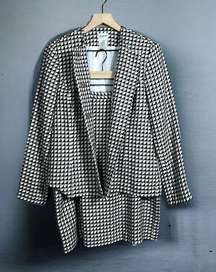 I Vintage 80s Black & White Houndstooth Skirt Suit Set Separates