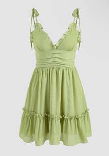 Green Ruffle Mini Dress