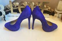 BRIAN ATWOOD PURPLE FONTANNE STILETTO PLATFORM SUEDE PUMPS SIZE 7