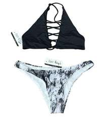 NWT Dippin Daisy's Bikini 2 Piece Mix & Match Marble Caged Top Bottom L