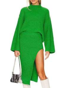 NWT  Dolman Sleeve Knit Top&Sachiye Midi Skirt Set Green Womens Size M