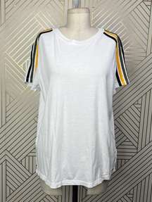 n:Philanthropy Verbena Stripe Shoulder T-Shirt in White Size US Medium