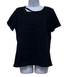 n:Philanthropy Womens S Cypress Slit T Shirt Black Distressed Short Sleeve NWT