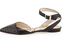 Sam Edelman Studded Black Brina Ballet Flats Ankle Buckle Size 7.5