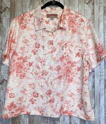 Khakis & Co. Short Sleeve Floral Button Collar Shirt Size XL