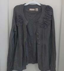 Grey Cardigan with Flower