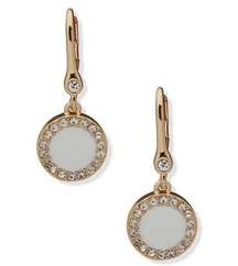 DKNY Pave & Color Inlay Halo Drop Earrings in Gold-Tone MSRP $32 NWT