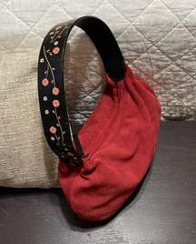 DKNY Red Faux Suede Shoulder Bag