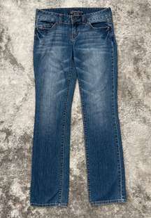 Vintage Y2K Faded Low Rise Studded Pockets Slim Straight Leg Jeans