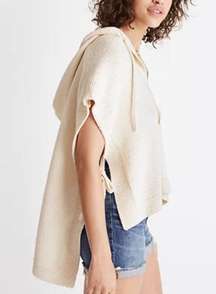 Madewell Poncho Hoodie Sweater Side Tie Hooded Cape Cream Oversized Size XXS