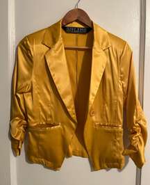 golden satin jacket S with draped sleeves
