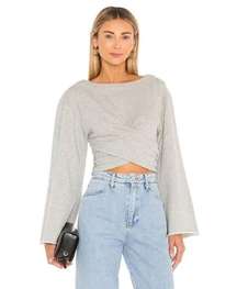 X Revolve Arya Wrap Crop Top in Heather Grey