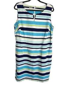 Talbots Striped Sheath Pockets Sleeveless Knee Length Dress Textured Size 16W