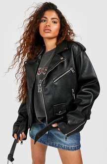 Boohoo oversized leather jacket