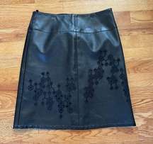 W by Worth Black Faux‎ Leather Skirt, Sz 0