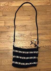 Black hand crochet purse