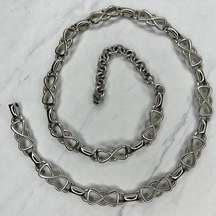 Silver Tone Infinity Symbol Bow Chain Link Belt Size Small S