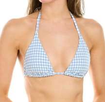 Andie Swim The String Bikini Top Blue Gingham Triangle Size Medium NEW