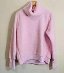 Zelos Pink Fleece Cowl Neck Pullover Sweater in Pink Women's Size Large