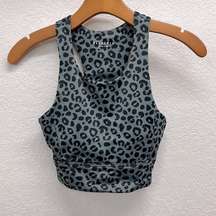 Anthropologie All Fenix Cheetah Print Sports Bra S Gray & Black