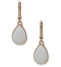 DKNY Pave & Tear-Shape Stone Drop Earrings in Gold/White MSRP $32 NWT