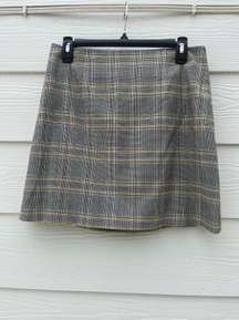 1.State Yellow Plaid Mini Skirt