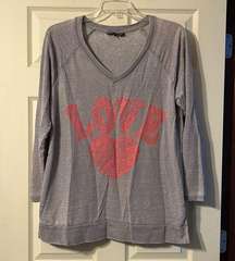 Absolutely Famous Grey Lightweight V-neck Love Sweatshirt 1X