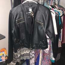 Venus black faux - leather jacket