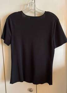 Short Sleeve Black Knit Top