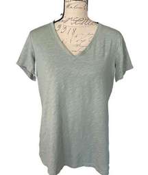 Felina Heathered Green V Neck Short Sleeve Shirt Size Large