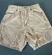 American Eagle womens short size 000 highest rise mom cream jeans distressed