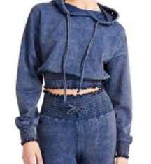 Madden girl cropped hoodie coordinated set acid wash blue outfit Sz XXL