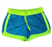 Xersion Woman’s Blue / Green Flat Front Elastic Waist Drawstring Athletic Shorts