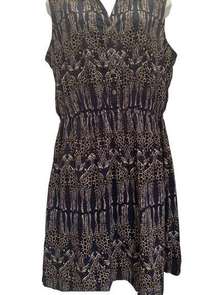 Alfani Shirtwaist Dress Sz 14 Sleeveless Elastic Waist Navy Black Giraffes Fun