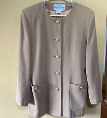 OLEG CASSINI 💯 Wool Long Tan Blazer Jacket Size 8