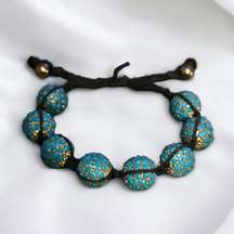 Turquoise Shamballa Bead Bolo Bracelet