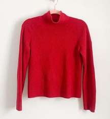 Tahari Red Mock Neck 100% Cashmere Sweater Medium