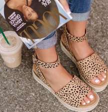 Leopard cheetah print espadrille platform sandals