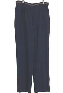 Kasper Dress Pants High Rise Straight Leg Fully Lined Navy 8 Faux Leather Trim