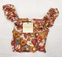 Cynthia Rowley Square Neck Floral Crop Top, Womens Size Small