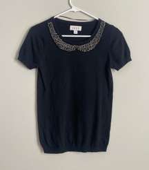 Beaded Collar Knit Top