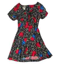 Vintage Sam & Libby Black Floral Dress XS