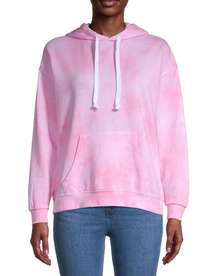 Tie Dye Pink Hoodie Pullover Cotton Blend