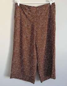 J.Jill Women’s Brown White Polka Dot Wide Leg Cropped Pants Large Petite