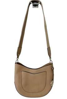 Leather Crossbody Hobo Bag Beige Women's