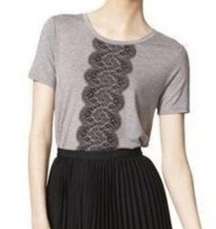 Jason Wu by Target Gray with Black Lace Print Top