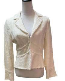 White House Black Market White Tweed Jacket Size 4