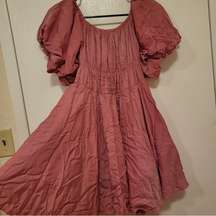 J.ING Princess Pink Puff Sleeve Off the Shoulder Mini Dress Babydoll XL