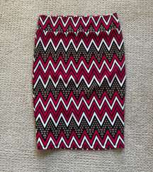 Millibon Chevron Red Black Shirt Pencil Pattern high waist  Skirt